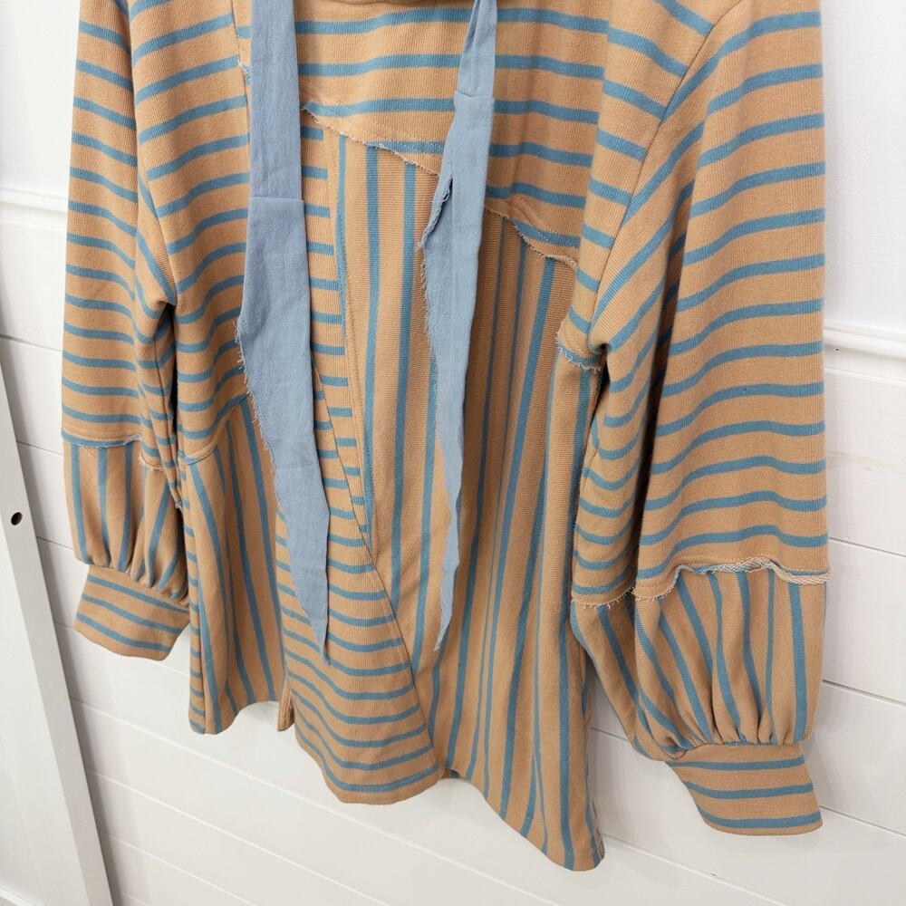 Women’s Davi & Dani Stripe Boho Hooded Sweater Bell Sleeves M - Picture 2 of 5